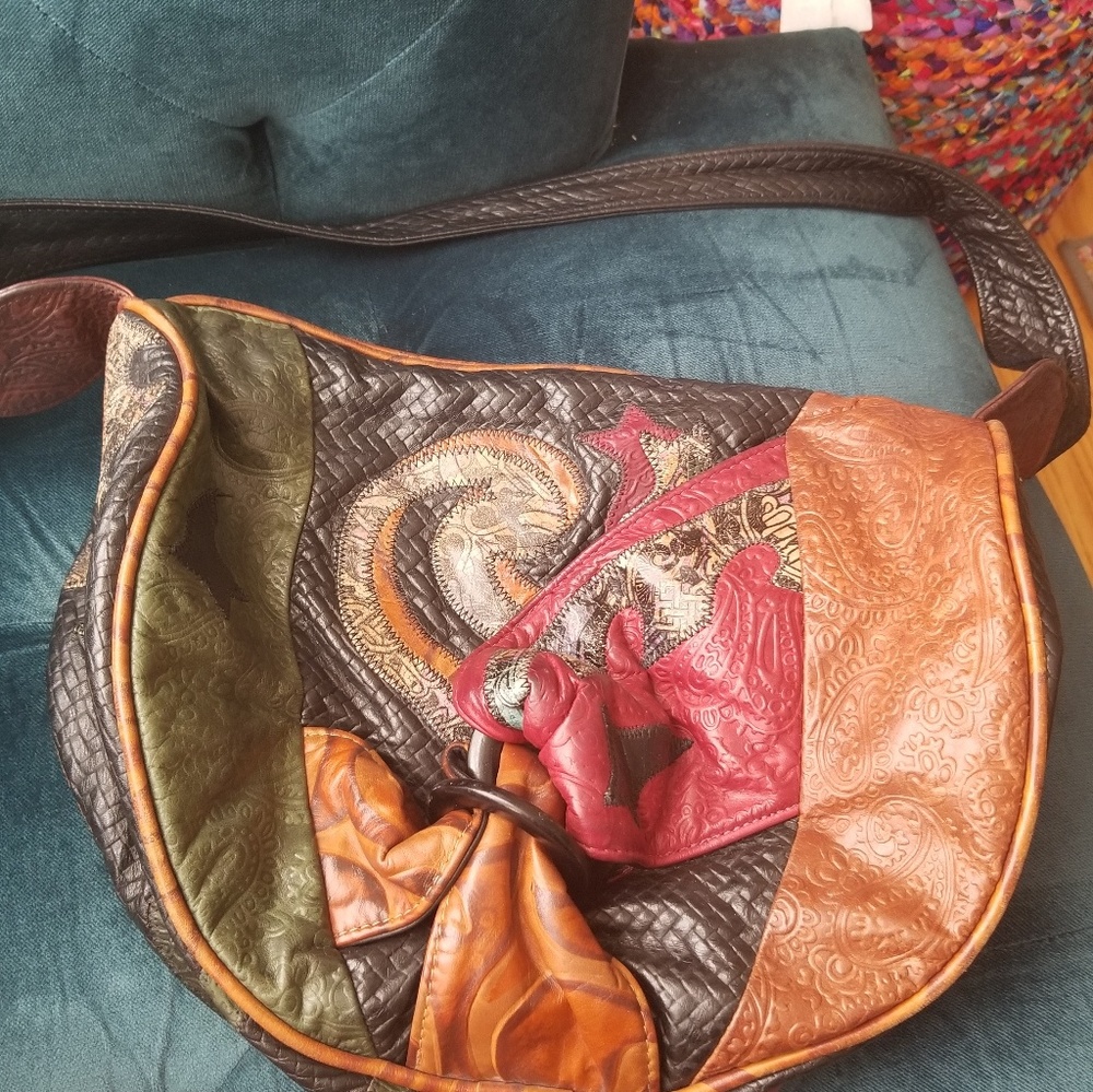 80s leather boho bag